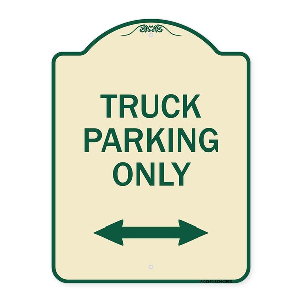 Reserved Parking Truck Parking W/ Bidirectional Arrow Heavy-Gauge Alum, 24" x 18", TG-1824-23031